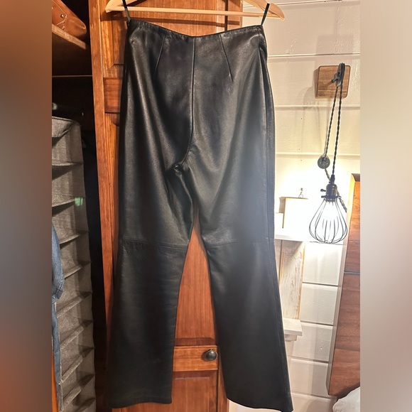 Anonymous John Carlisle Black Leather Pants Bootcut Leg Lined - Picture 7 of 7